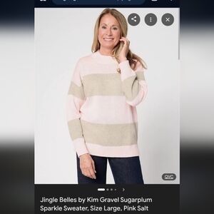 Belle by Kim Gravel Pink and Tan Striped Sweater